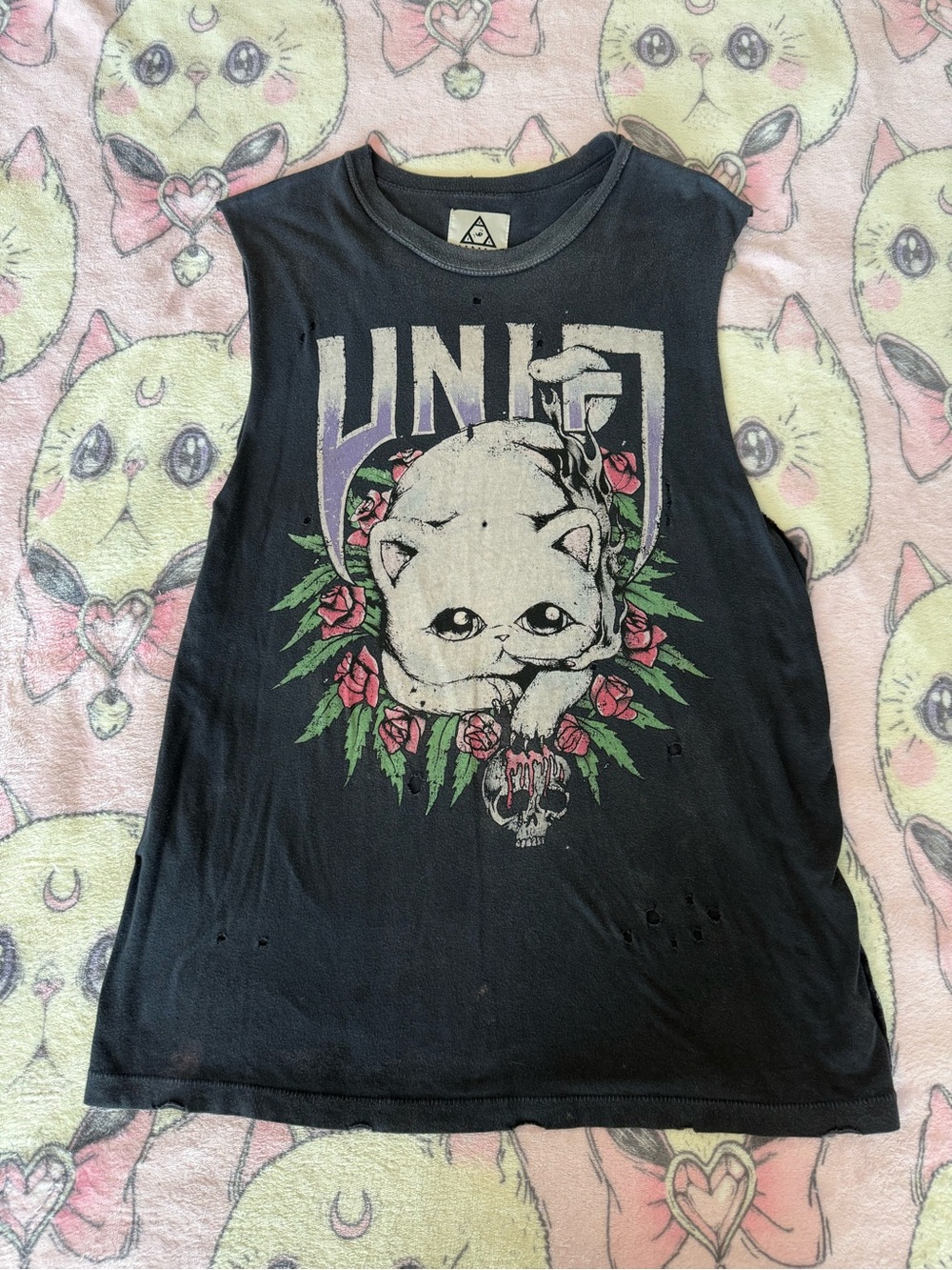 UNIF Smoking Cat Graphic Muscle Tee